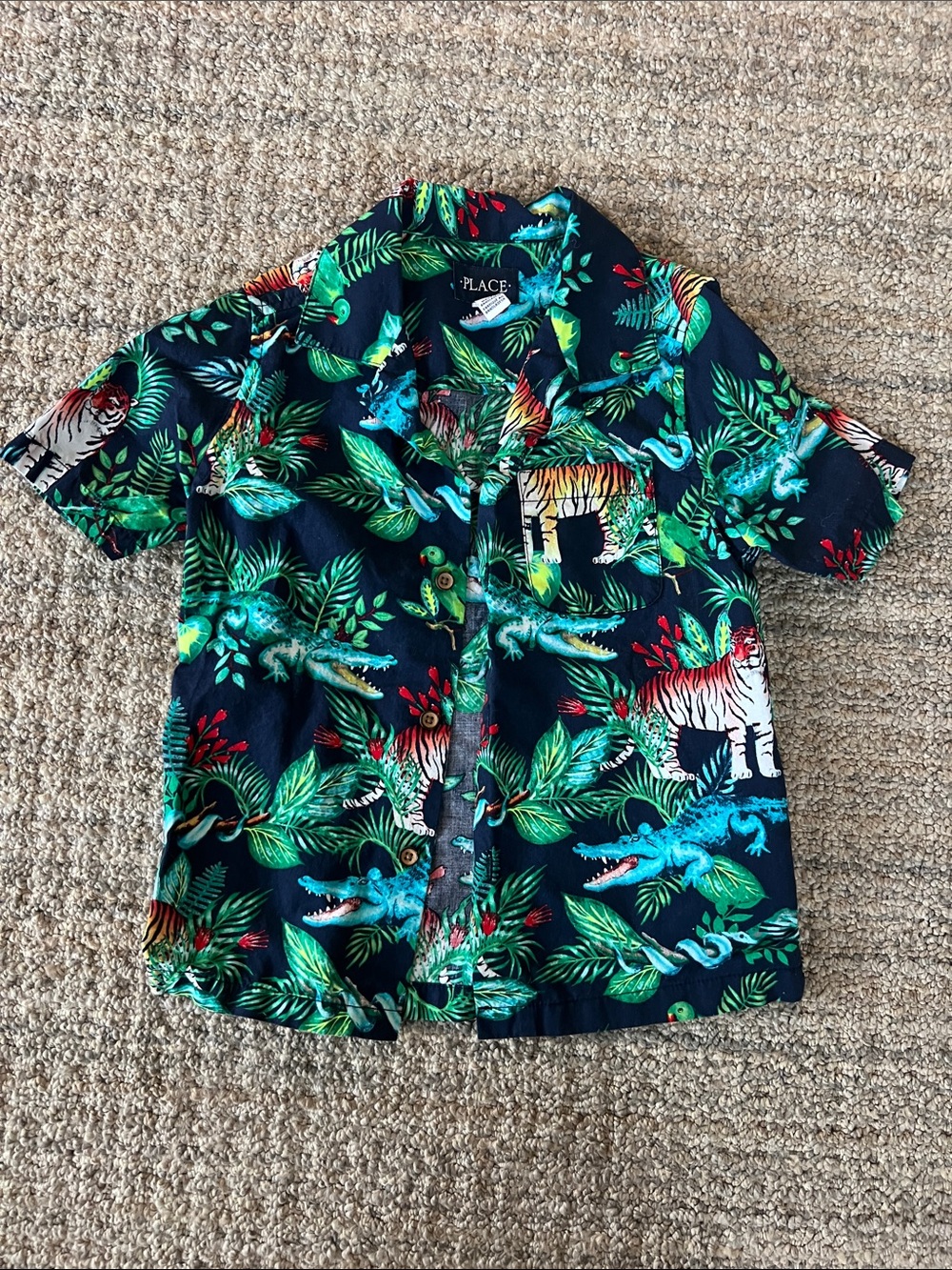 The Children's Place Navy Tropical Animal Button-Down Shirt